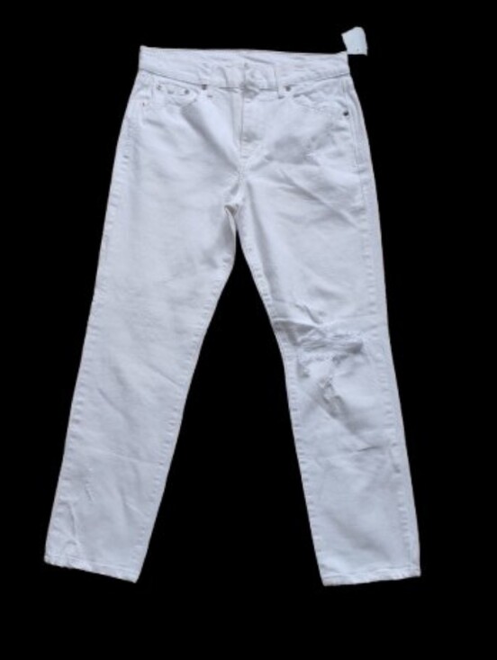 Denim - New PISTOLA Rare Dept Store Sample White Distressed Straight Leg Jeans Size 4